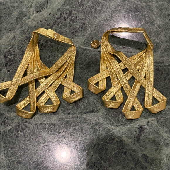 Perrin Paris ( Spider ) gold metallic leather Gloves NWOT - Picture 7 of 16